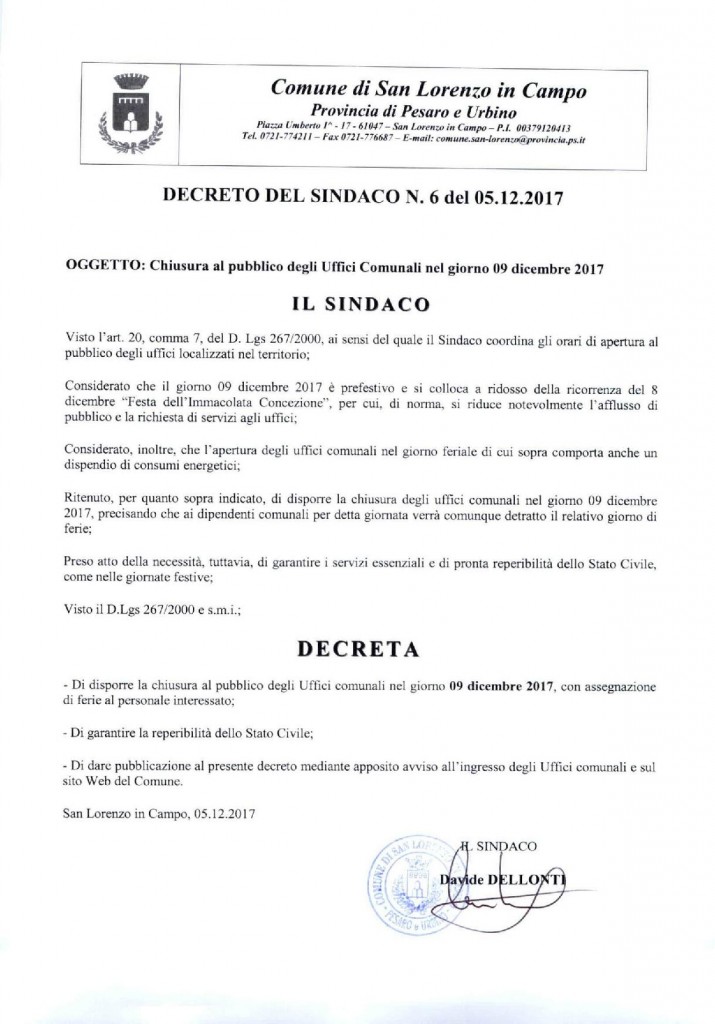DECRETO SINDACO N. 6_2017 _ CHIUSURA UFFICI GIORNO 09.12.17-page-001