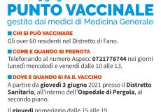 Dal 3 giugno attivo Punto Vaccinale di Prossimità (PVP) all’ospedale di Pergola